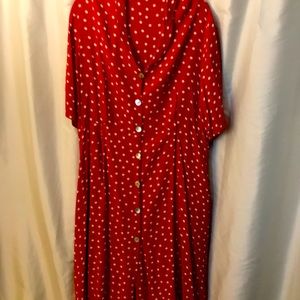Vintage Yelled New York City 1X red polka dot dres